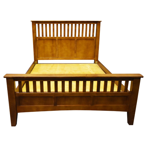 Mission Style Quarter Sawn Oak Bed with Slats - Michael's Cherry - Crafters and Weavers