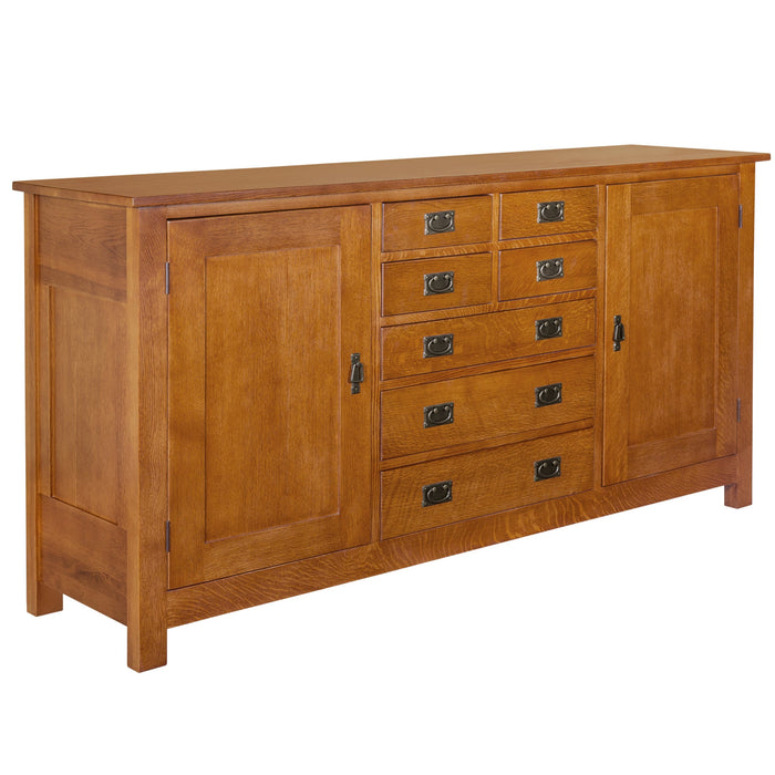 Mission 7 Drawer Sideboard with 2 Doors - Michael's Cherry (MC-A) - 82" - Crafters and Weavers