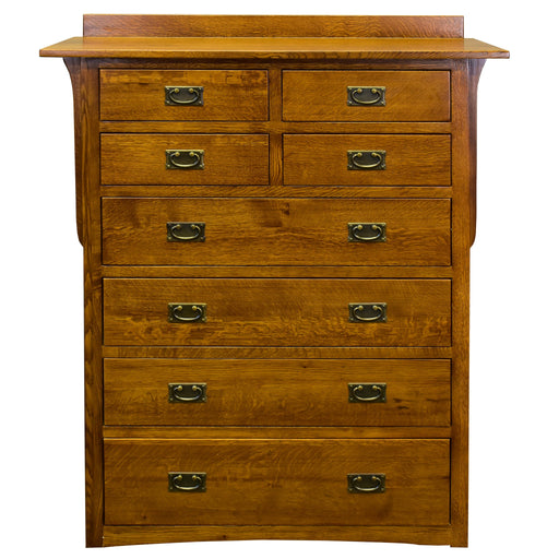 Mission Solid Oak 8 Drawer Dresser - Michael's Cherry (MC-A) - Crafters and Weavers