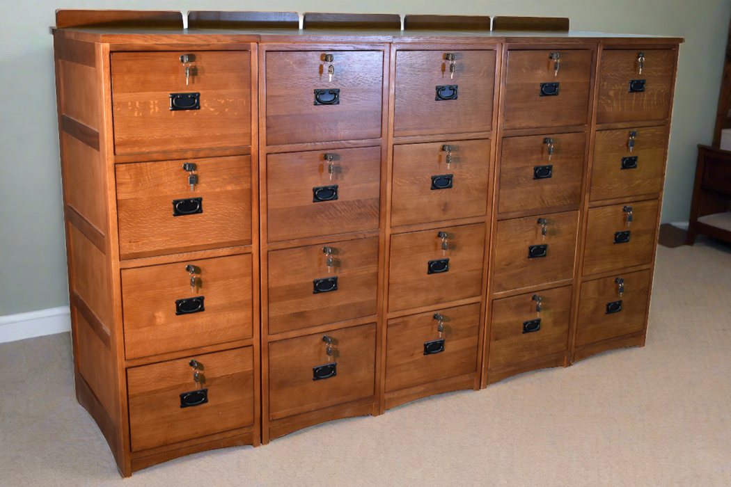 Mission Solid Oak 4 Drawer File Cabinet