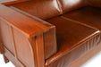 Arts and Crafts / Craftsman Cubic Panel Side Love Seat - Chestnut Brown Leather - Crafters and Weavers