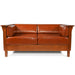 Arts and Crafts / Craftsman Cubic Panel Side Love Seat - Russet Brown Leather (RB2) - Crafters and Weavers