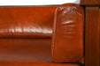 Arts and Crafts / Craftsman Cubic Slat Side Sofa - Russet Brown Leather (RB2) - Crafters and Weavers