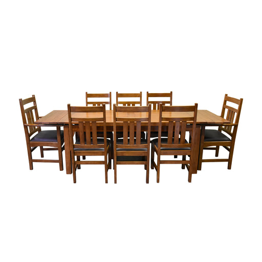 Mission Stow Leaf Table with #401 Chair Dining Set - Light Oak - Crafters and Weavers