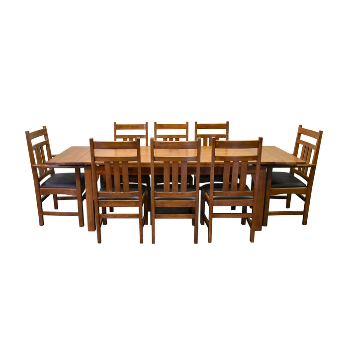 Mission Stow Leaf Table with #401 Chair Dining Set - Light Oak - Crafters and Weavers