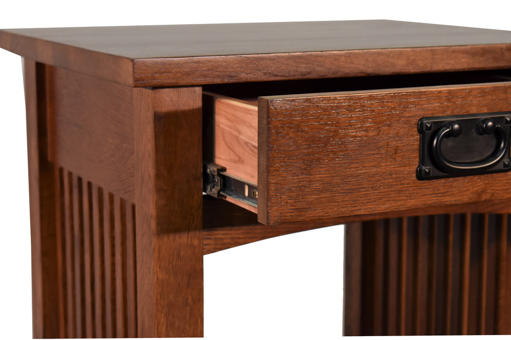 Mission 1 Drawer Spindle End Table - Crafters and Weavers