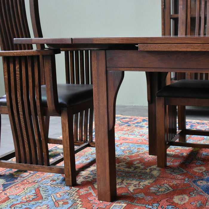 PREORDER Mission Stow Leaf Table with #240 Chair Dining Set - Dark Oak - Crafters and Weavers