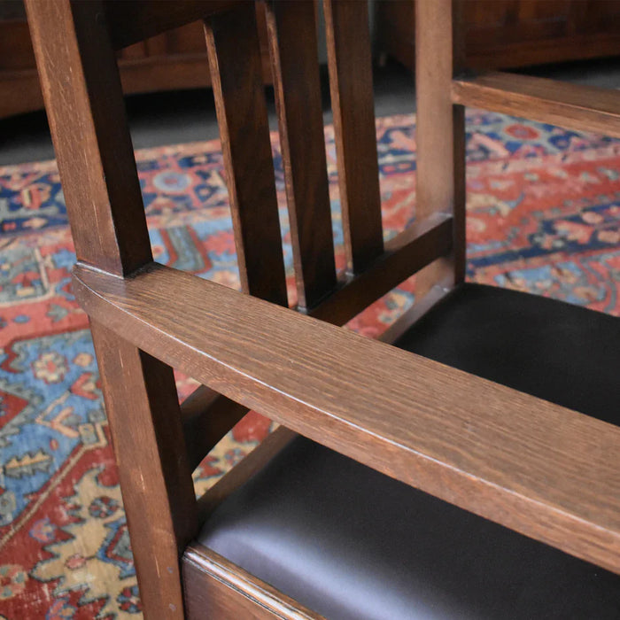 Mission Oak Kitchen Table with 2 Leaves & set of 2 Arm Chairs