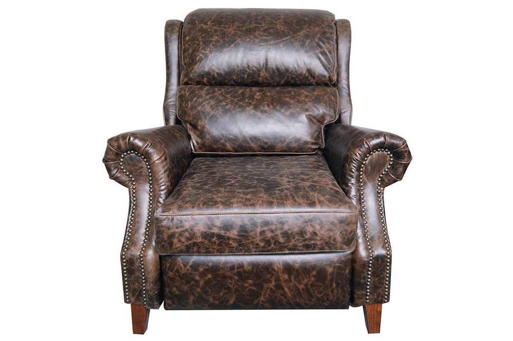 English Rolled Arm Recliner - Dark Brown Leather - Crafters and Weavers