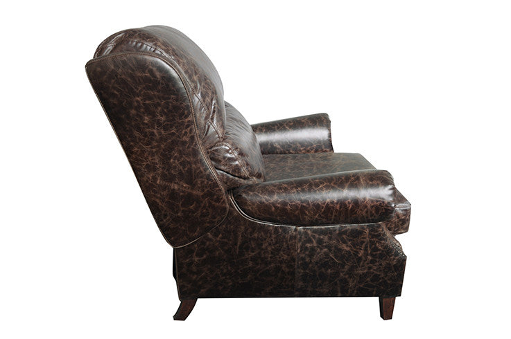 English Rolled Arm Recliner - Dark Brown Leather - Crafters and Weavers