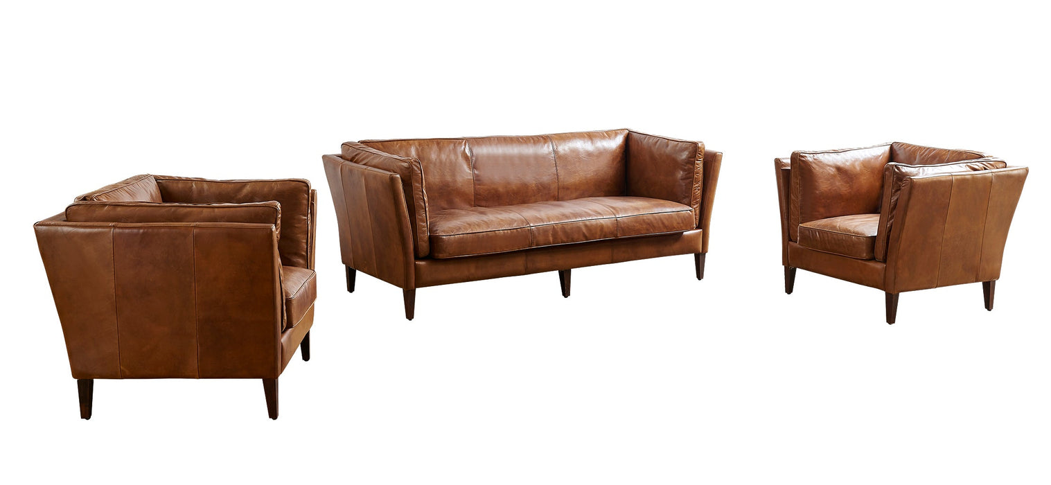 SOLD OUT Kenmore Leather Arm Chair - Light Brown - Crafters and Weavers