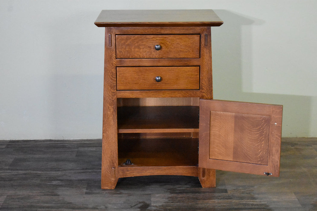 Mission Style Tapered Leg 2 Drawer Nightstand - Crafters and Weavers