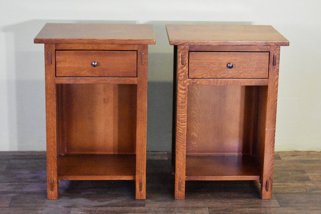 Mission Solid Quarter Sawn Oak 1 Drawer End Table - Model A27 - Crafters and Weavers