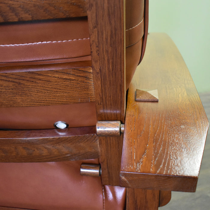 Craftsman / Mission Morris Chair and Ottoman Set - Russet Brown Leather (RB2) - Crafters and Weavers