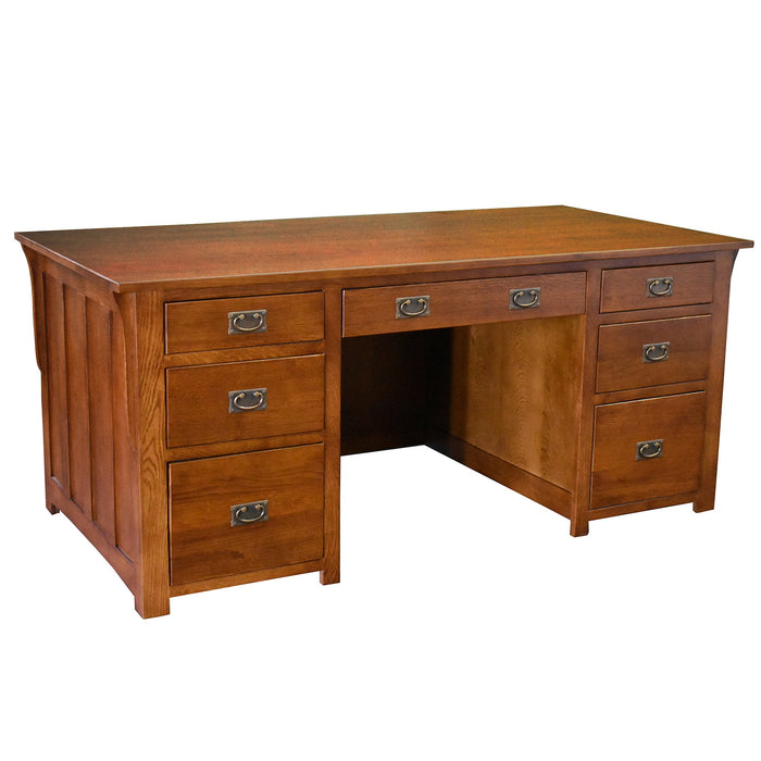 Mission Library Desk with File Cabinet Drawers - Michael's Cherry (MC-A) - Crafters and Weavers