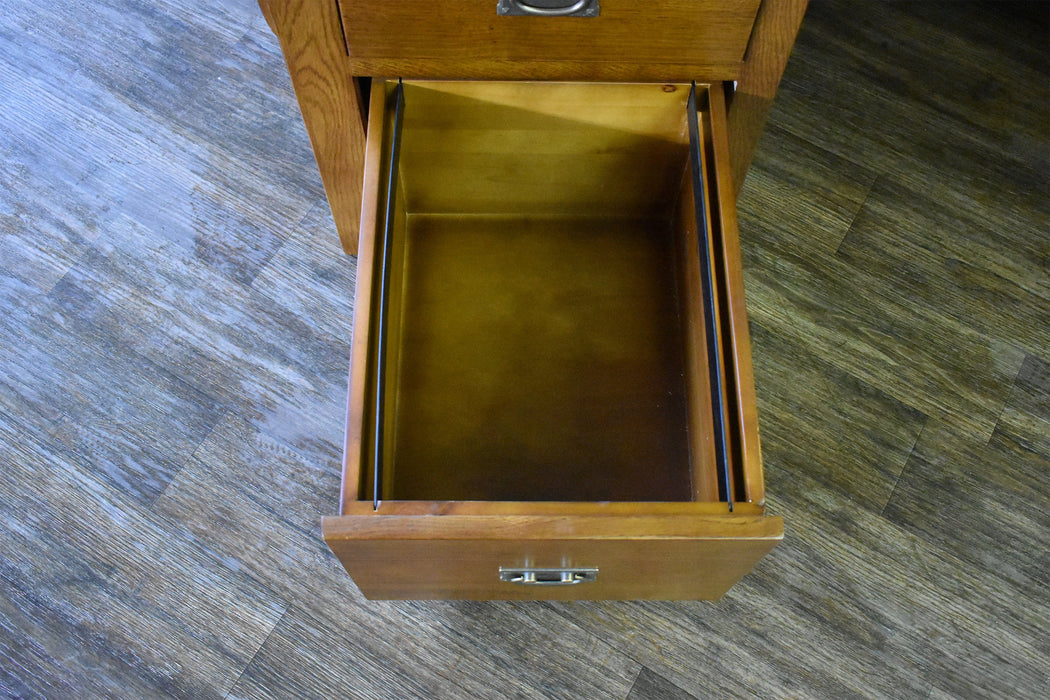 Mission Library Desk with File Cabinet Drawers - Michael's Cherry (MC-A) - Crafters and Weavers