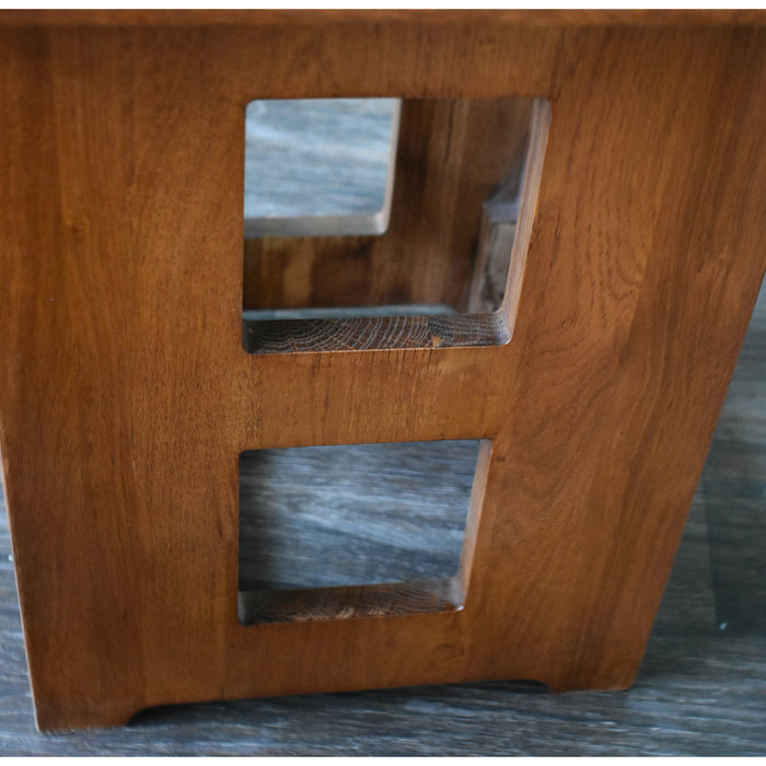 Mission Solid Oak Square End Table with Cut Outs - Michael's Cherry (MC1) - Crafters and Weavers