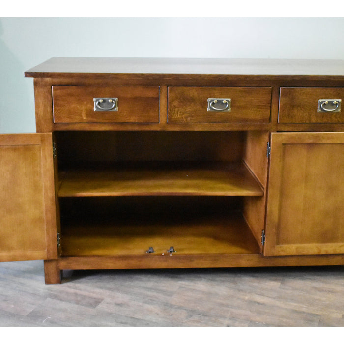 Mission 3 Drawer Oak Kitchen Island 60'' - Walnut (AW) - Crafters and Weavers