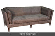 Kenmore Leather Sofa - Grey - Crafters and Weavers