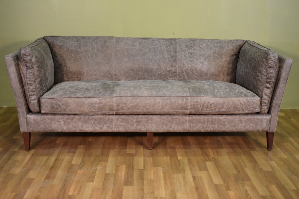 Kenmore Leather Sofa - Grey - Crafters and Weavers