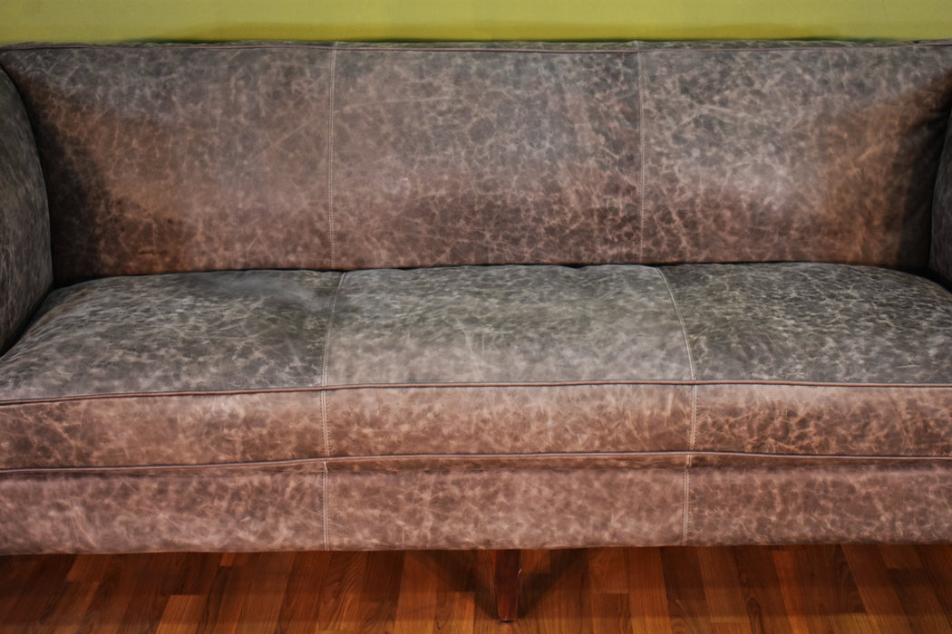 Kenmore Leather Sofa - Grey - Crafters and Weavers