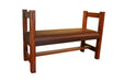 Mission Oak and Leather Window Bench - Crafters and Weavers