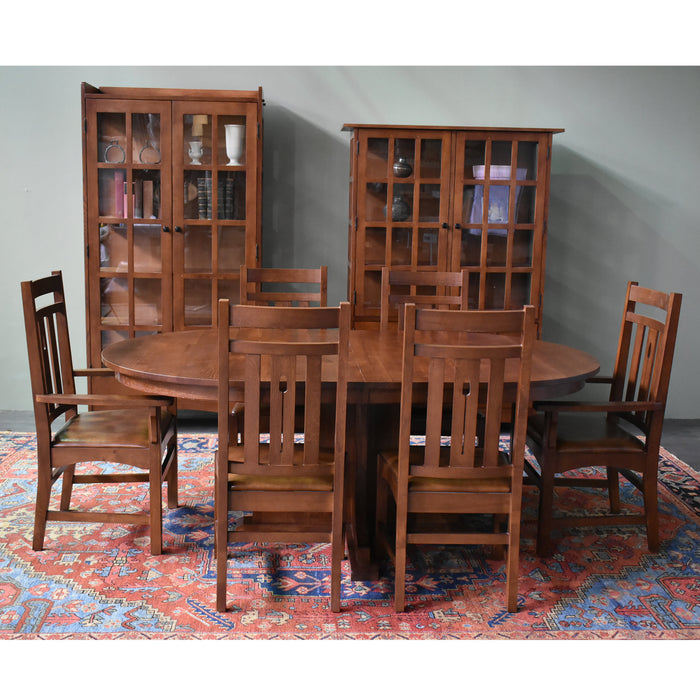 SOLD OUT 2 Leaf Round Dining Table Set w/ 6 Chairs - Golden Brown - Crafters and Weavers