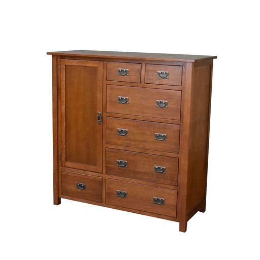 PREORDER Mission Style Solid Oak Chest of Drawers - Michael's Cherry (MC-A) - Crafters and Weavers