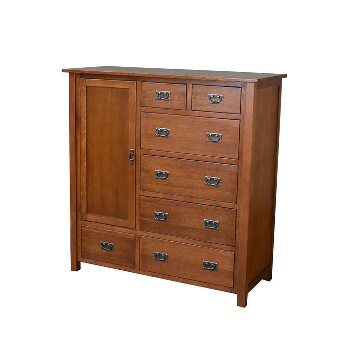 PREORDER Mission Style Solid Oak Chest of Drawers - Michael's Cherry (MC-A) - Crafters and Weavers