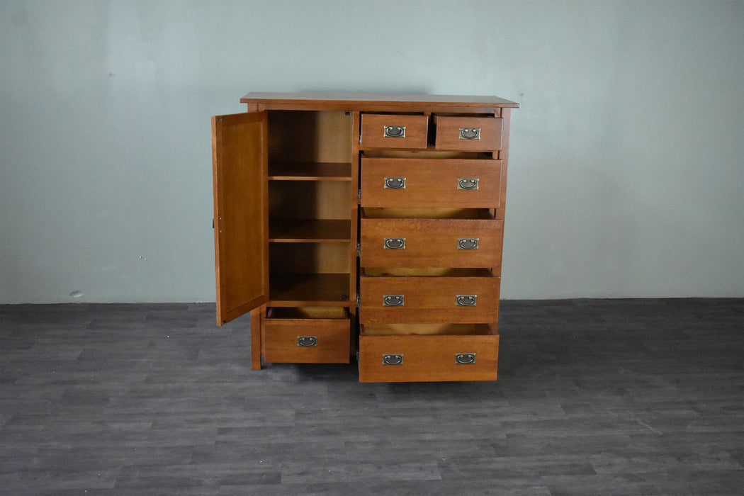 PREORDER Mission Style Solid Oak Chest of Drawers - Michael's Cherry (MC-A) - Crafters and Weavers