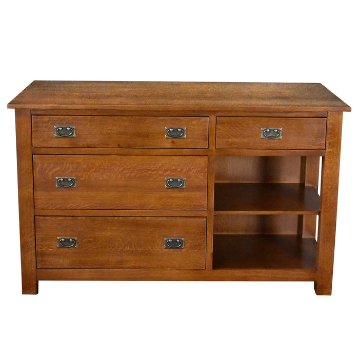 Mission 4 Drawer Oak Kitchen Island 60'' - Michael's Cherry (MC-A) - Crafters and Weavers