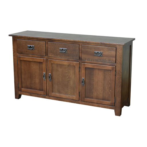 Mission Solid Oak 3 Drawer 3 Door Sideboard - Walnut (AW) - 59" - Crafters and Weavers