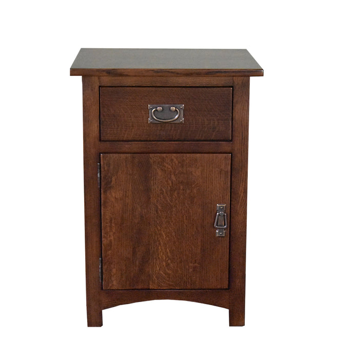 Mission Quarter Sawn Oak 1 Door, 1 Drawer Nightstand - Walnut (AW) - Crafters and Weavers