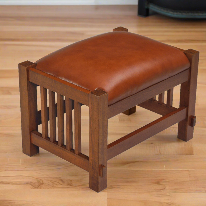 Mission Spindle Stool - Quarter Sawn Oak & Leather