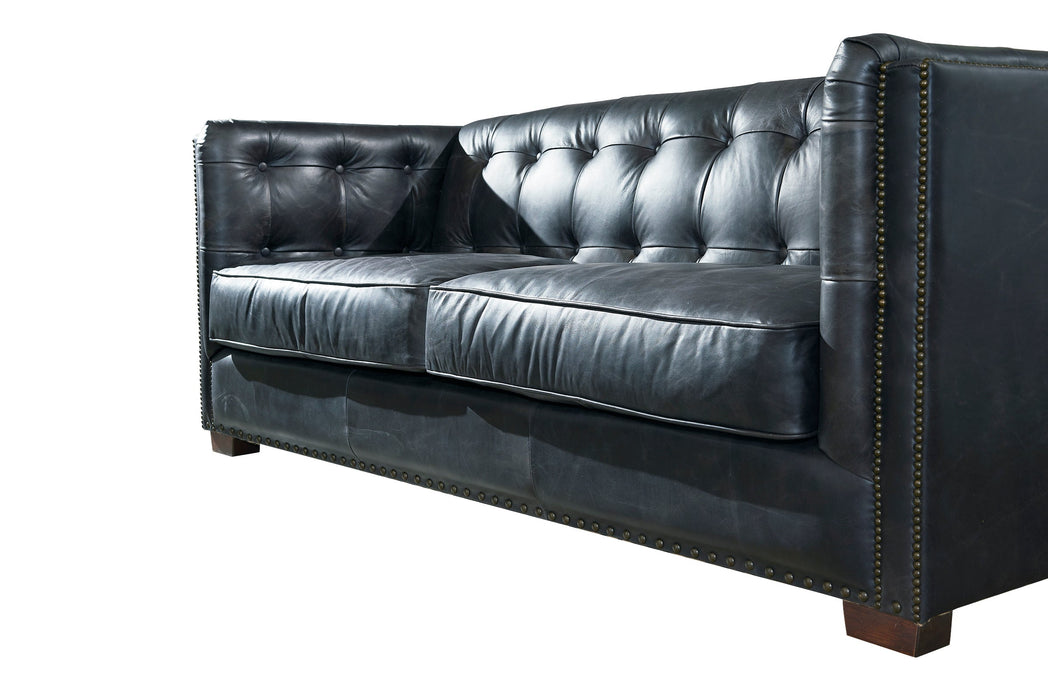 OUT OF STOCK Tuxedo Leather Sofa - Slate - Crafters and Weavers