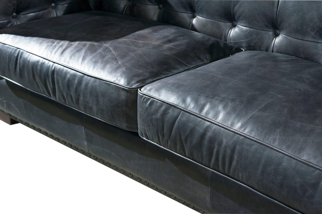 OUT OF STOCK Tuxedo Leather Sofa - Slate - Crafters and Weavers