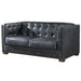 Tuxedo Leather Love Seat - Slate - Crafters and Weavers