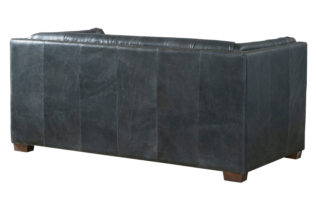 Tuxedo Leather Love Seat - Slate - Crafters and Weavers