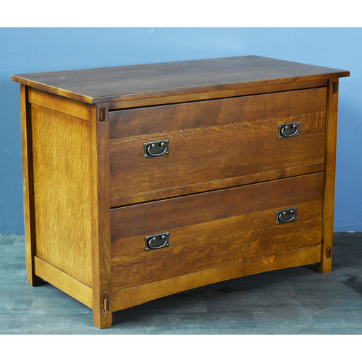 Mission Oak 2 Drawer Lateral File Cabinet - Michael's Cherry (MC-A) - Crafters and Weavers