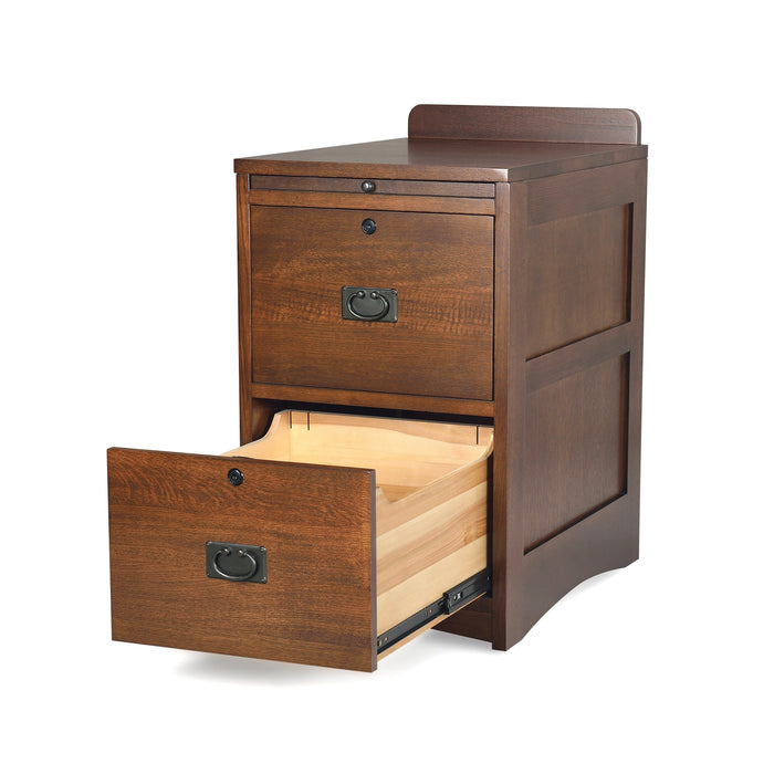 Mission Oak 2 Drawer File Cabinet w/ Writing Tray - Walnut