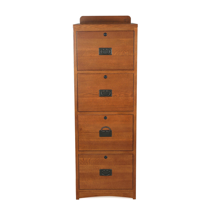 Mission Solid Oak 4 Drawer File Cabinet