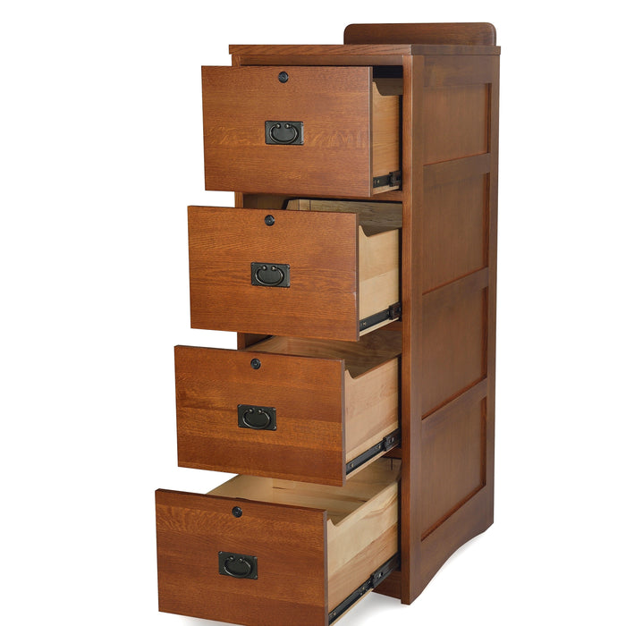 Mission Solid Oak 4 Drawer File Cabinet