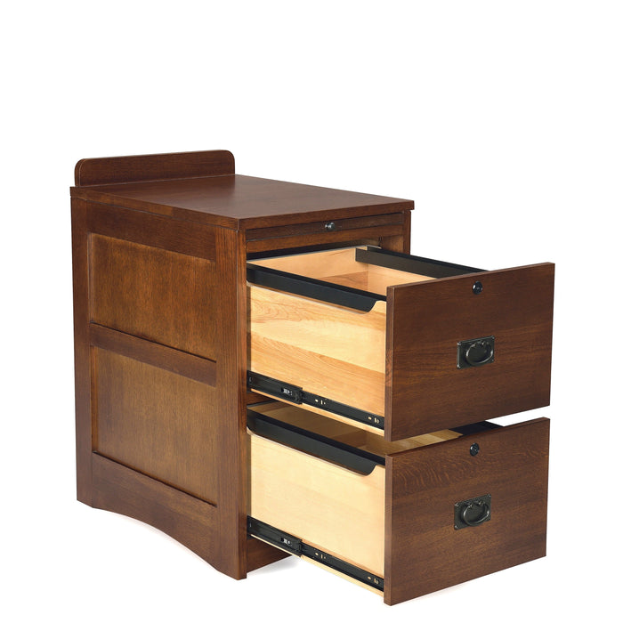 Mission Oak 2 Drawer File Cabinet w/ Writing Tray - Walnut