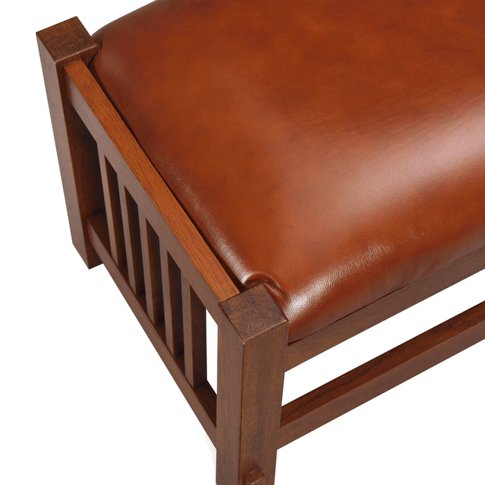 Mission Spindle Stool - Quarter Sawn Oak & Leather