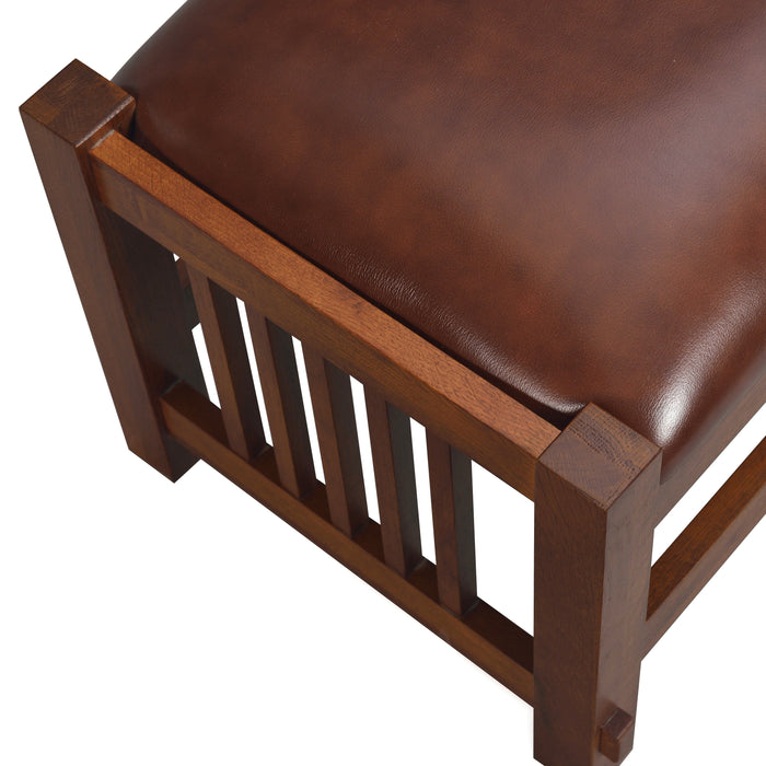 Mission Spindle Stool - Quarter Sawn Oak & Leather