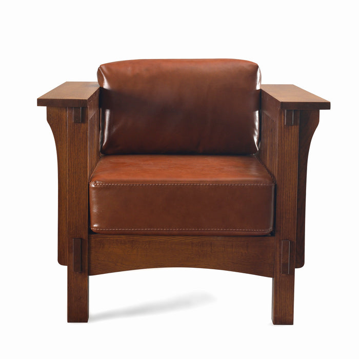 Craftsman Crofter Mission Style Arm Chair - Russet Brown Leather (RB1)