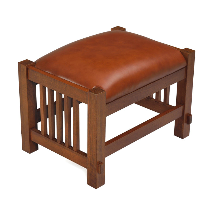 Mission Spindle Stool - Quarter Sawn Oak & Leather