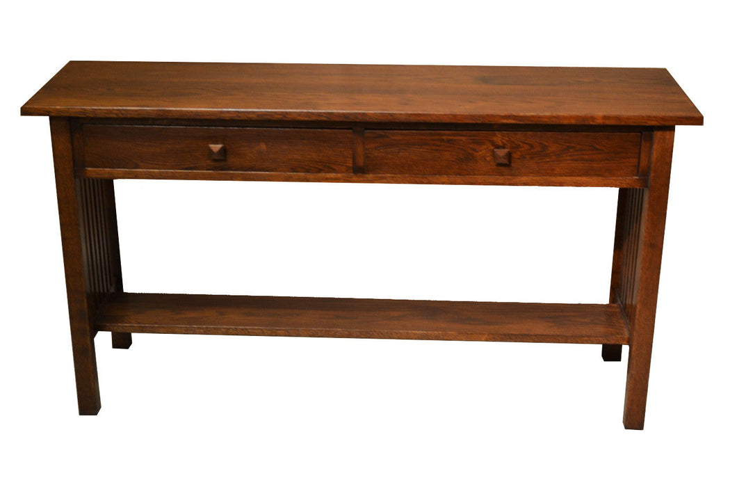 SOLD OUT Mission Oak Console Table With 2 Drawers - Walnut (W1) - Crafters and Weavers