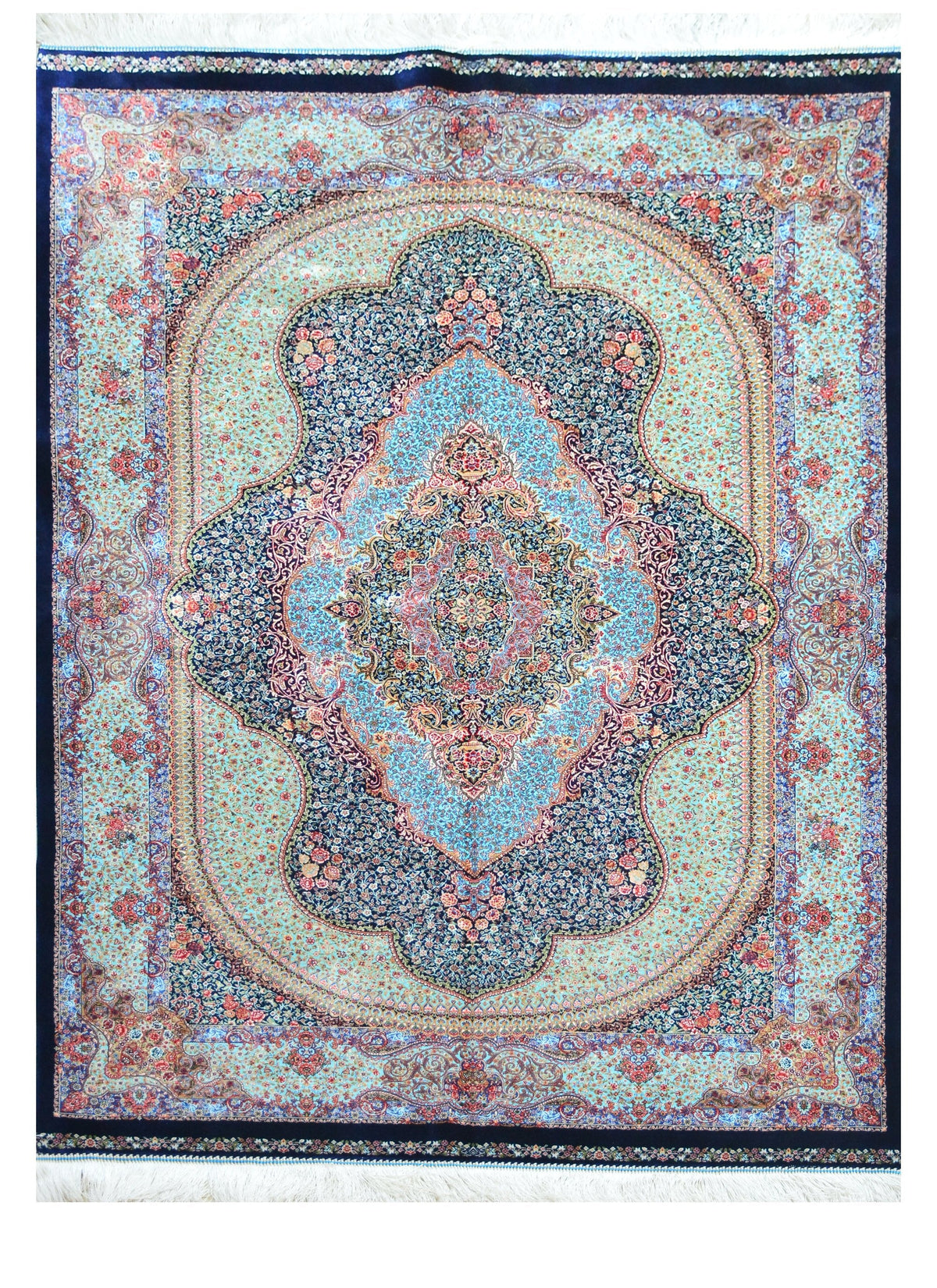 Agra 100% Silk Oriental Rug 3' 10