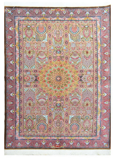 Kashmir 100% Silk Oriental Rug 4' 6" x 6' 7"